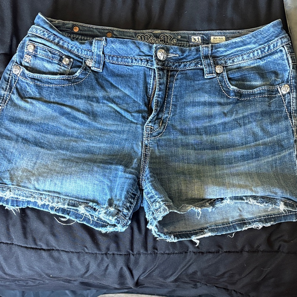 Miss Me Blue Distressed Denim Cutoff Shorts